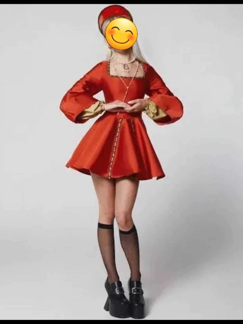 Dolls Kill Tudor Renaissance Boleyn Dress Costume & Accessories - Dark Orange